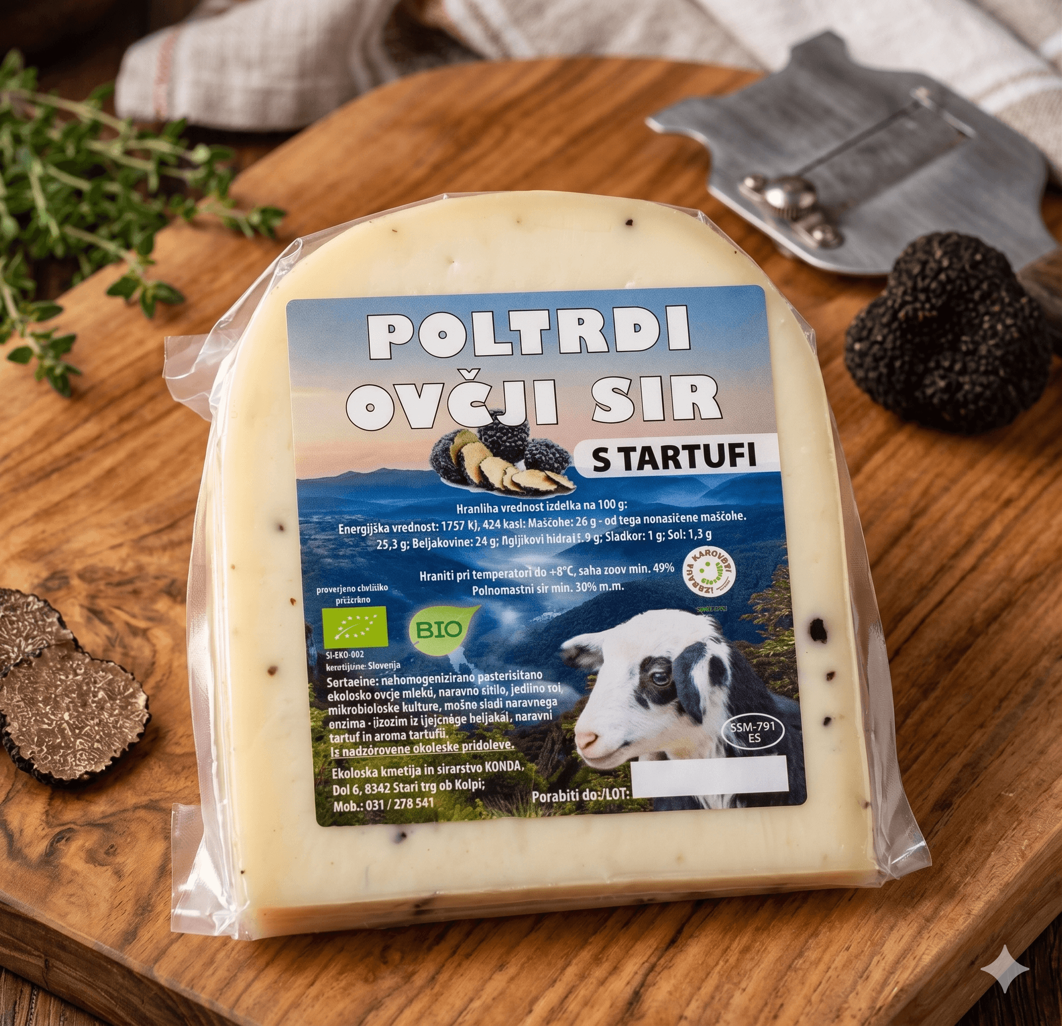 EKO Ovčji poltrdi sir s tartufi 200 g